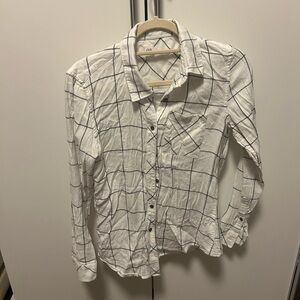 White Gap Button-Up Windowpane Shirt